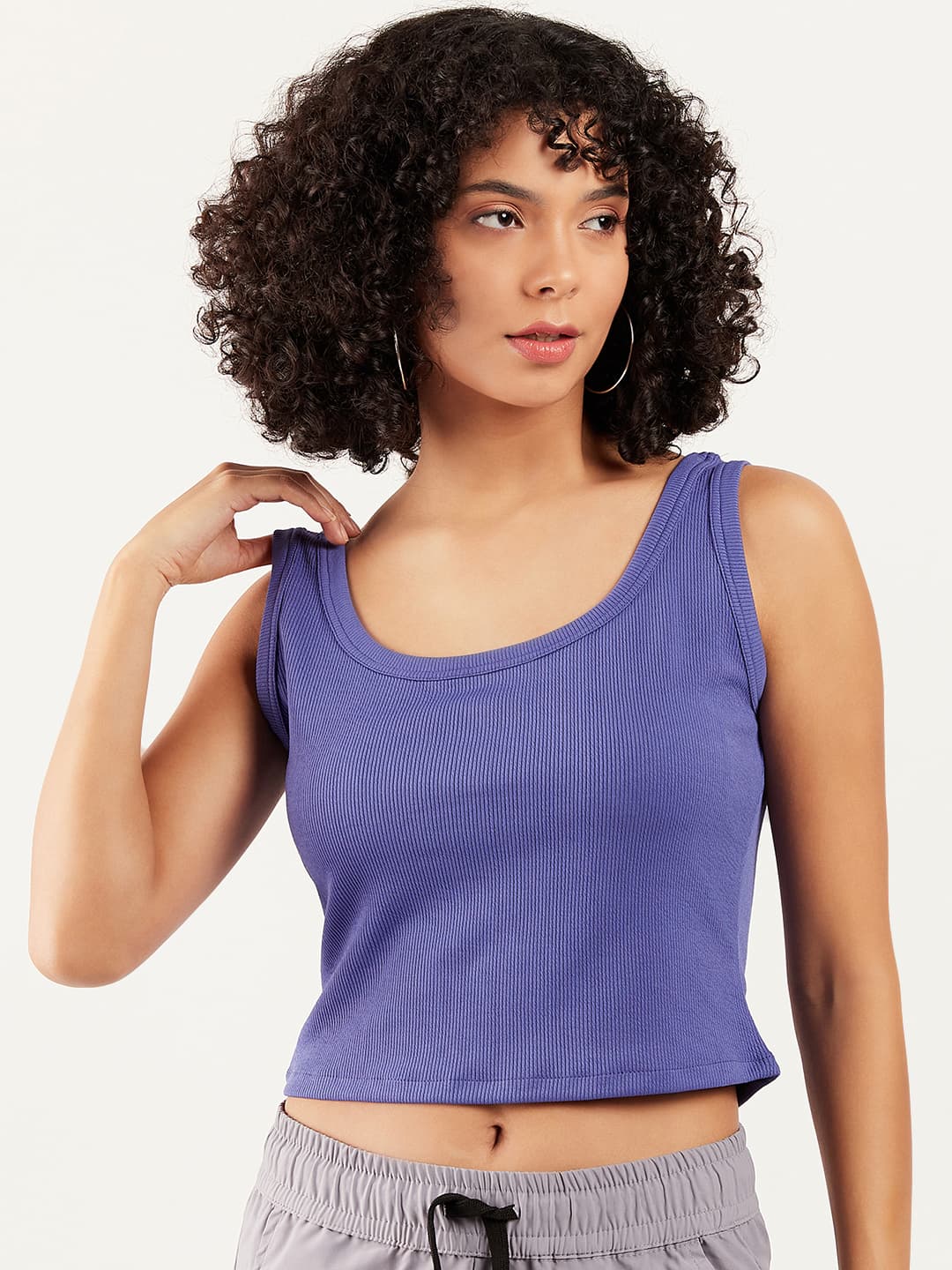 Athena Ribbed Scoop Neck Tank Crop Top image