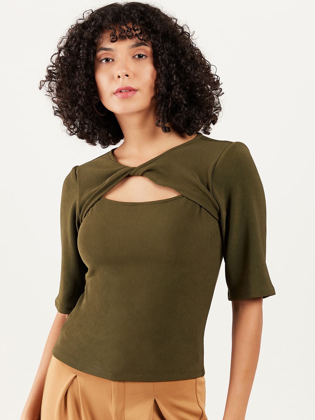 Athena Round Neck Cut-Outs Regular Top image