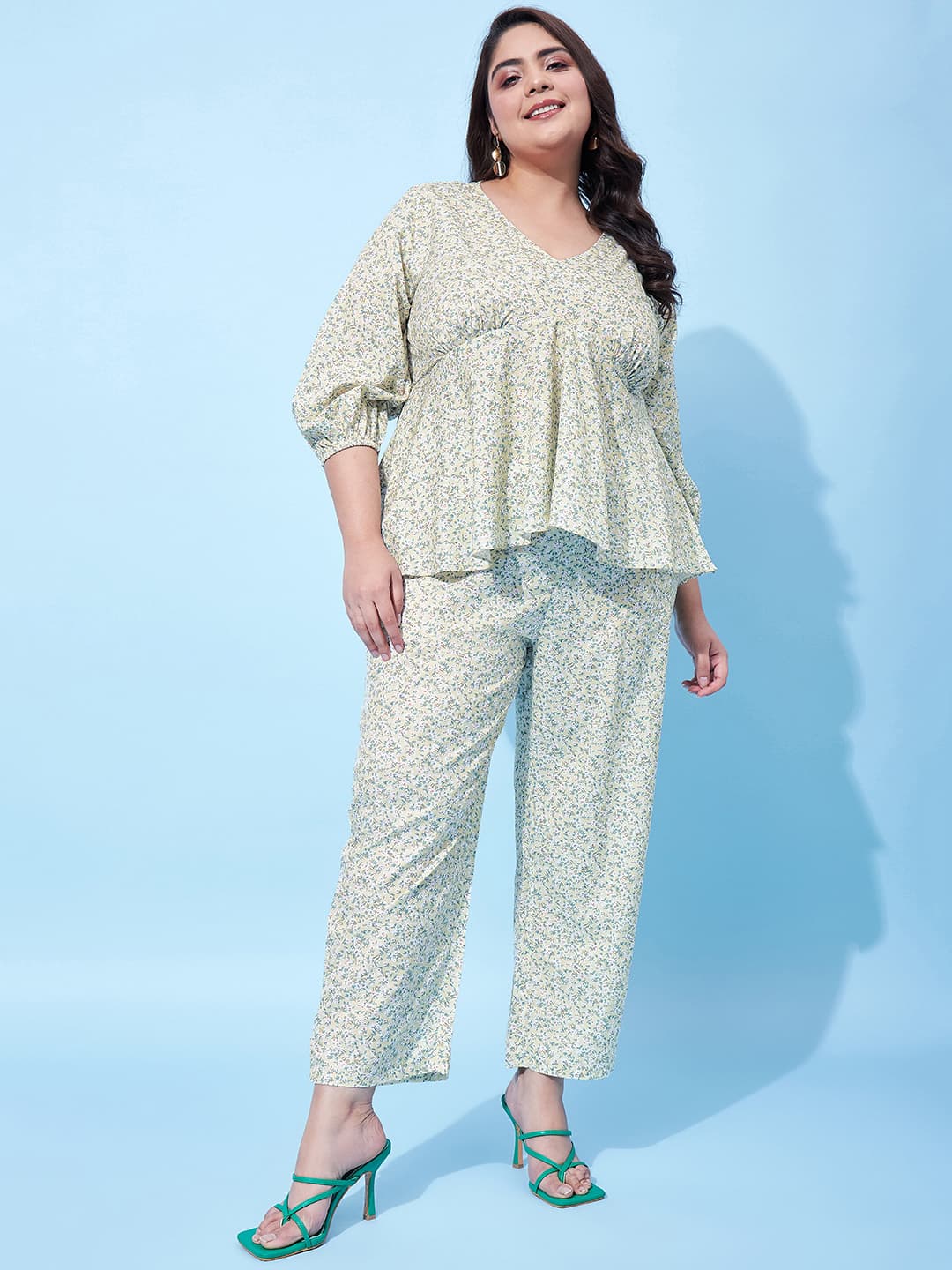 Athena Ample Plus Size Floral Printed Top With Trouser image