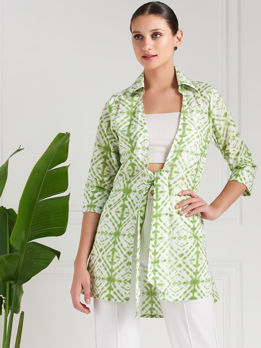 Athena Women Printed Cotton Tie-Up Shrug image