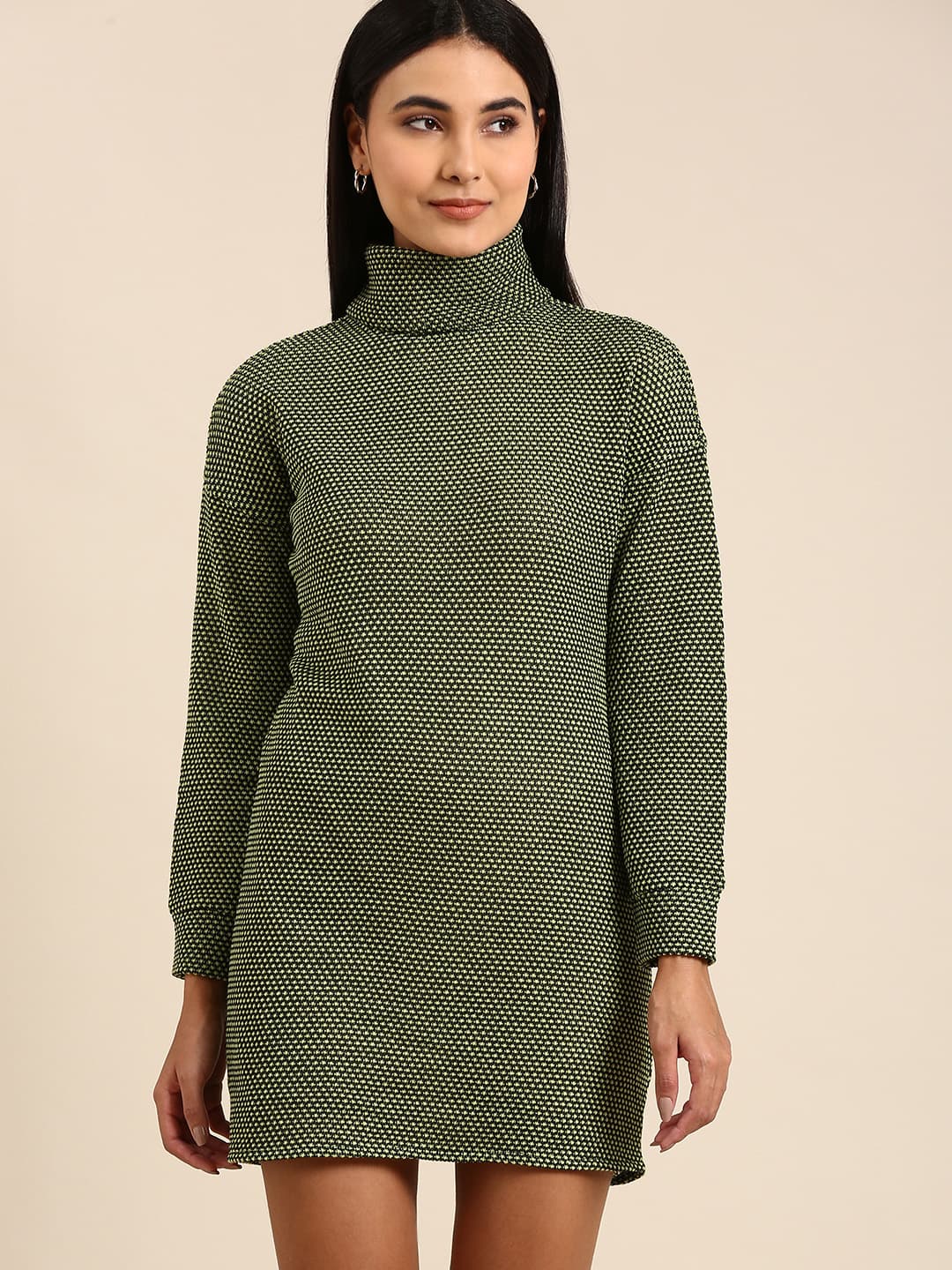 Athena Green Woollen Sweater Dress image